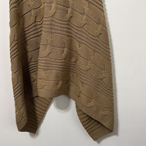 Brooks Brothers Poncho Cape One Size Button Front Cable Knit Brown Wool Blend - Picture 6 of 7